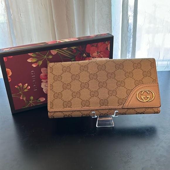 Gucci Handbags - Gucci Interlocking G Canvas & Leather Long Wallet